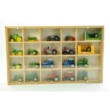 Impressive 1/64 Tractor Wall Mounted Display Case comprising various tractor issues including