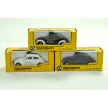 Tomica for Kado 1/43 diecast trio of Volkswagen Police issues. Excellent in excellent boxes. Rare.