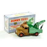 Dinky No. 430 Breakdown Lorry Dinky Service. Deep Tan cab and chassis with green back and crane.