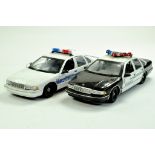 UT Models 1/18 diecast American Police Patrol Cars x2. Generally Good to Very Good, a little