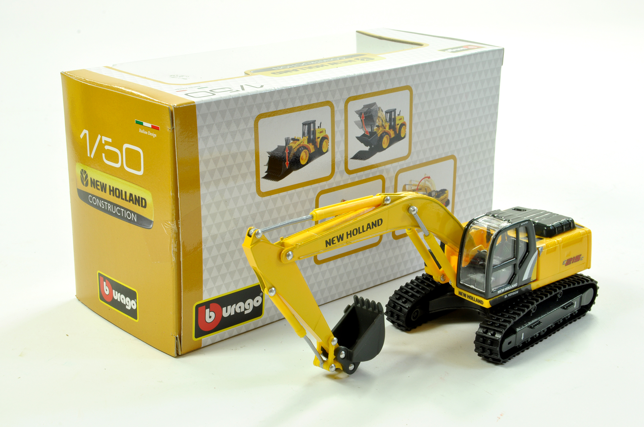 Burago 1/50 diecast construction issue comprising New Holland E215 Tracked Excavator. Excellent with