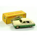 Dinky No. 162 Ford Zephyr Saloon in two tone green and cream with cream ridged hubs. Generally