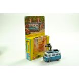 Corgi No. 479 Commer Mobile Camera Van Samuelson Film Services. Model is two-tone white, blue with