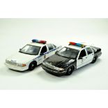 UT Models 1/18 diecast American Police Patrol Cars x 2. Generally Good to Very Good, a little dusty.
