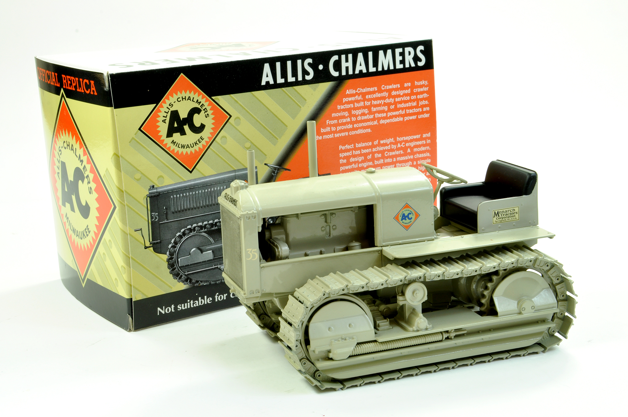 Spec Cast 1/16 Allis Chalmers Monarch 35 Crawler Tractor. Excellent with Excellent Original Box.