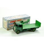 Dinky No. 513 Guy Flat Truck with Tailboard with dark green cab and chassis plus lighter green back.