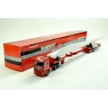 Conrad 1/50 diecast truck issue comprising MAN Nooteboom Trailer with Turbine Blade Load in livery