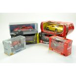 Assorted diecast car group comprising Burago and others plus duo of Motorcycle issues. Generally