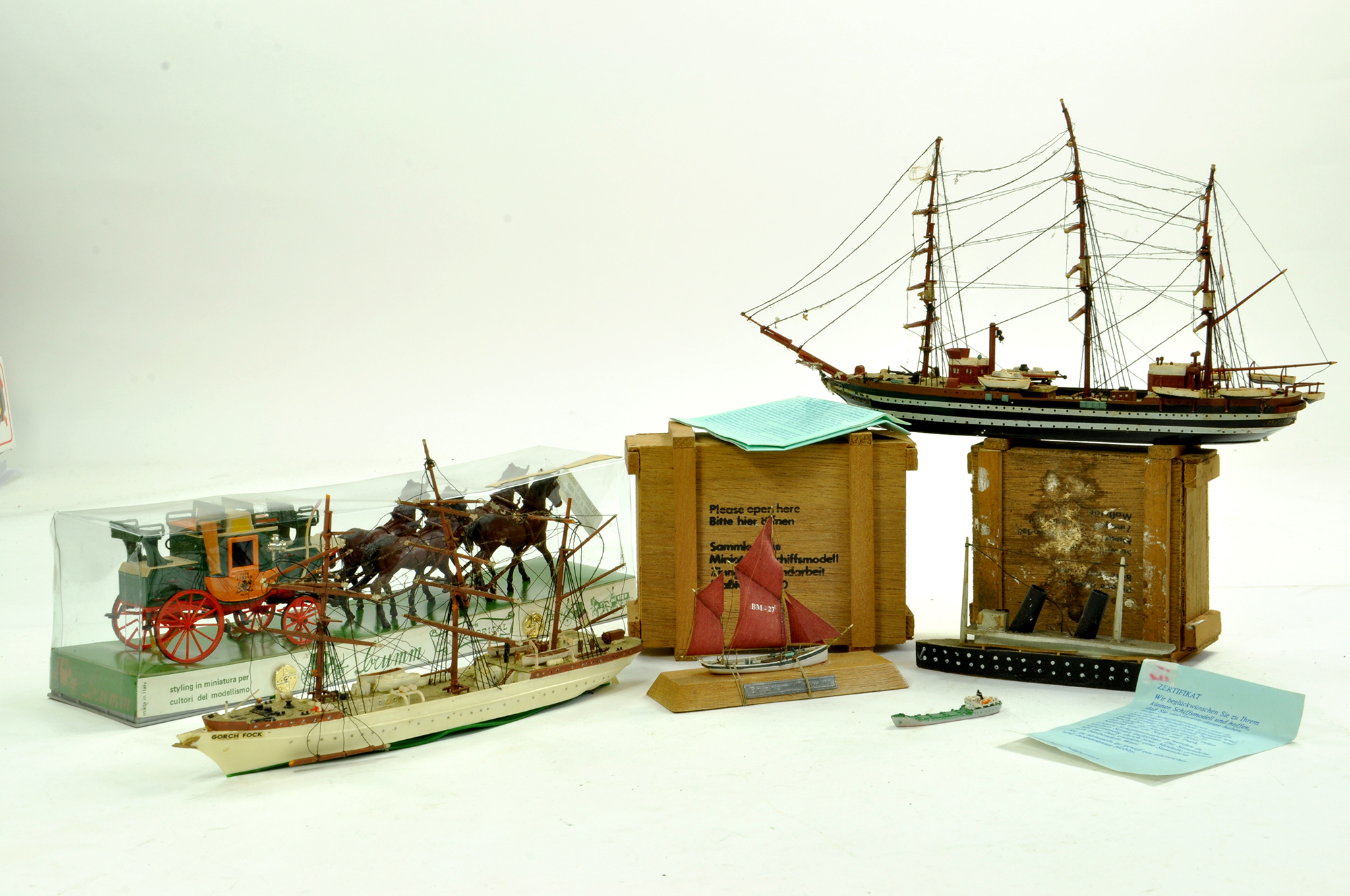 An interesting group of Waterline - Ship Models comprising Schiffsmodel Brixham Trawler plus