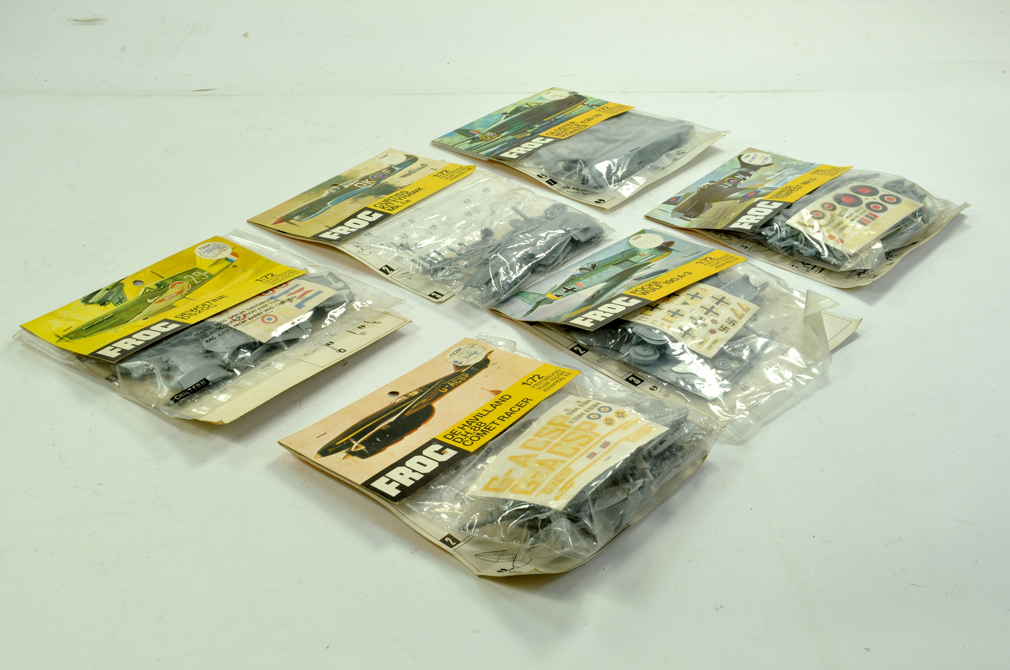 A group of 6 x 1/72 bagged FROG Plastic Model Aircraft Kits. All complete. Enhanced Condition