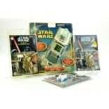 Novelty Star Wars issues comprising Jedi Dex Electronic Game plus trio of Key Chain Figures. All