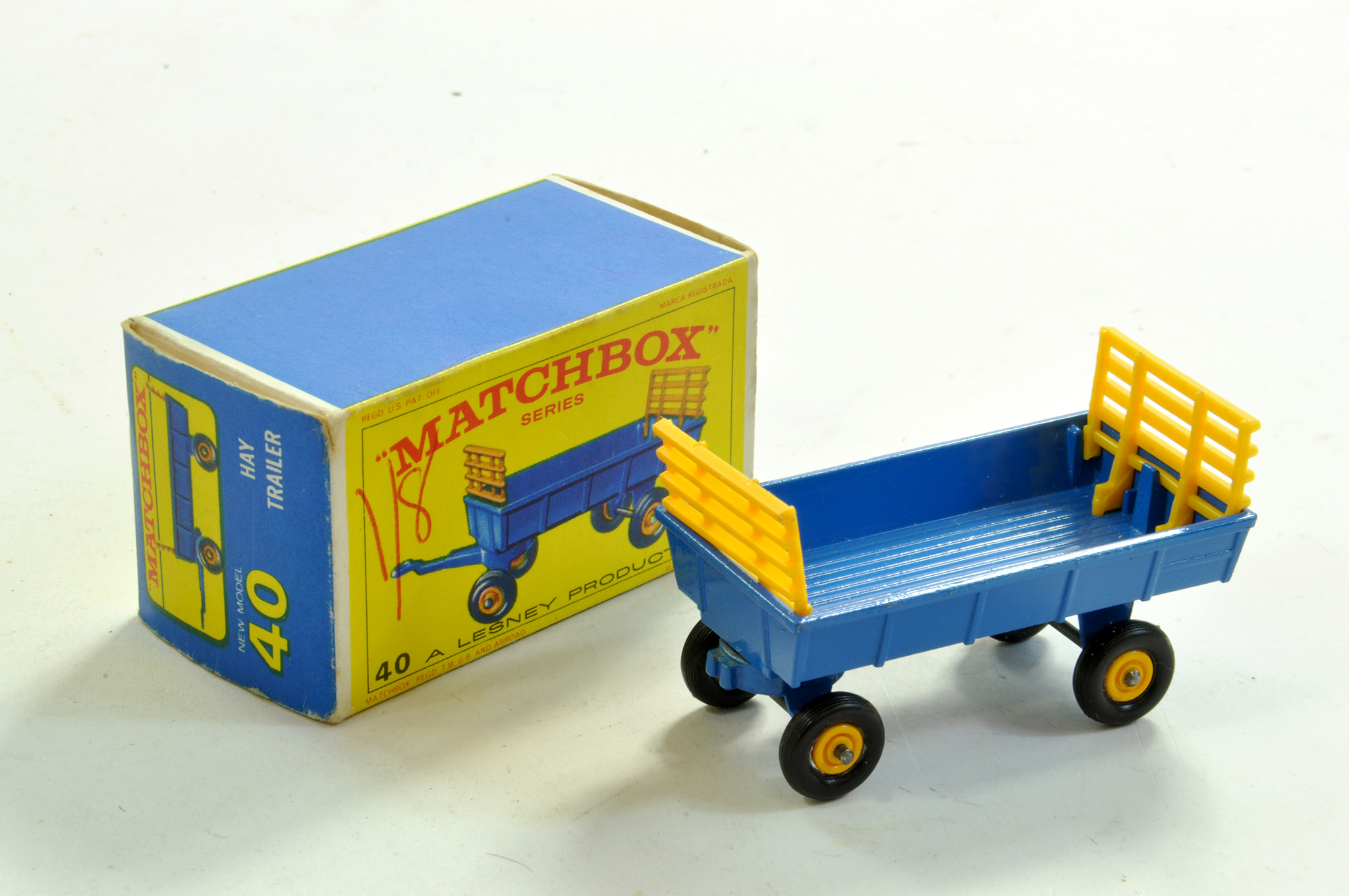 Matchbox Regular Wheels No. 40C Hay Trailer. Very Good to Excellent in Very Good to Excellent Box.