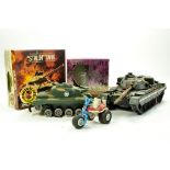 Duo of large scale plastic tanks including Tamiya and Russian Aurora issue plus Tonka issue and