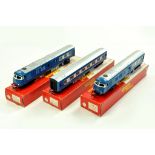 Model Railway H0 00 issues comprising Triang Blue Pullman Trio including Powered Car. Untested but
