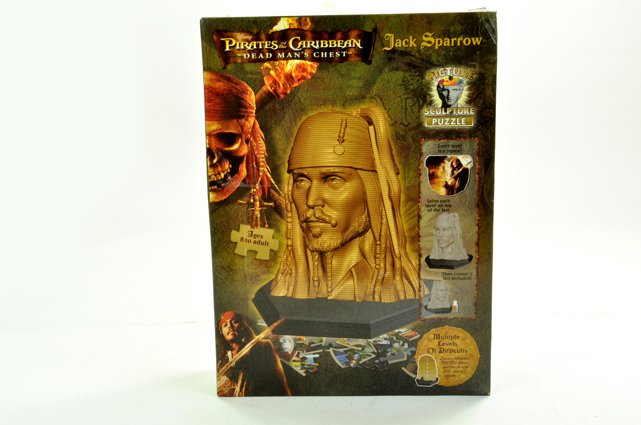 Disney Pirates of the Caribbean Jack Sparrow Scuplture Puzzle. Unopened. Enhanced Condition Reports: