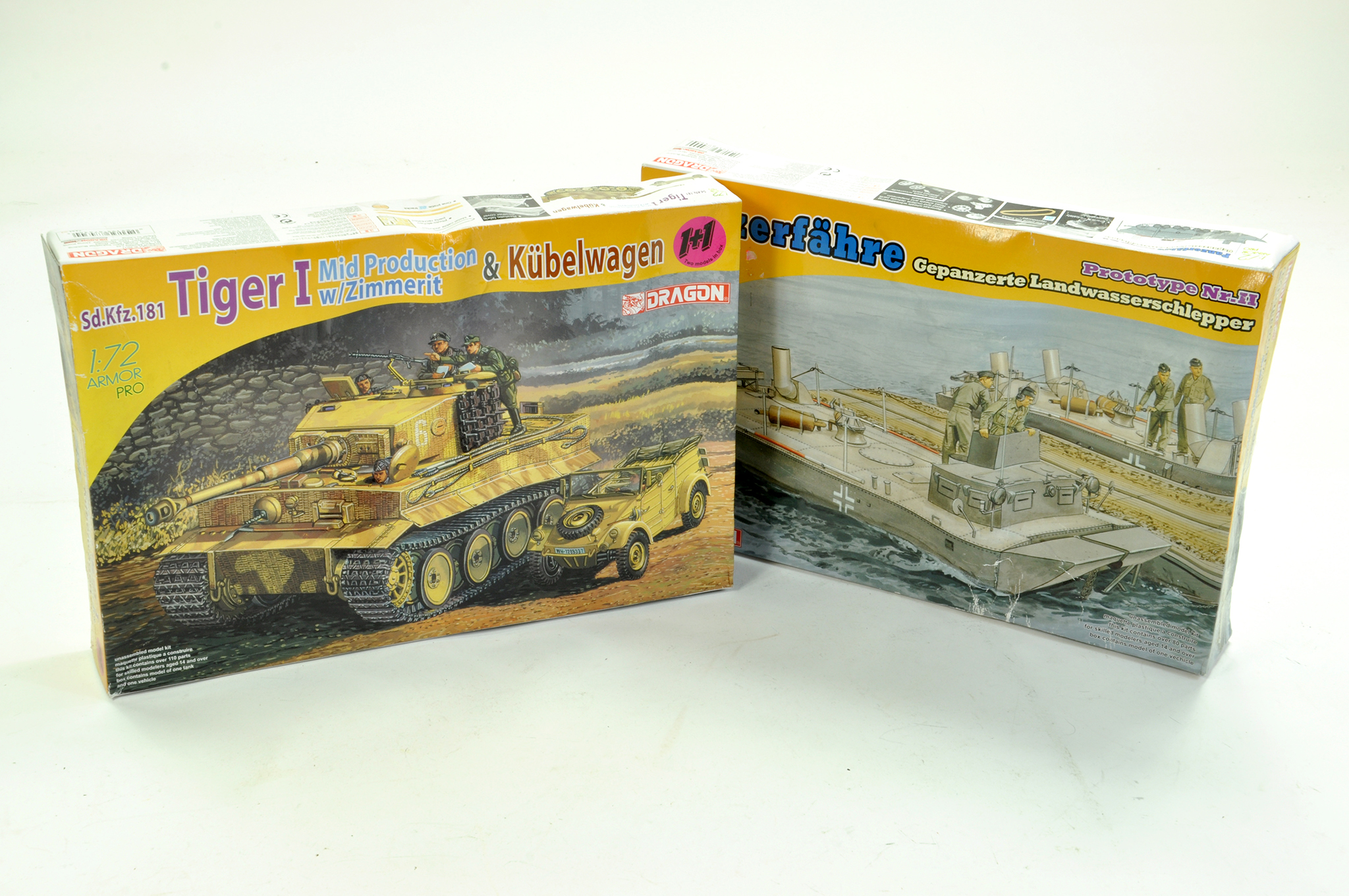 Dragon Plastic Model Kit comprising 1/72 Tiger I Tank plus one other. Sealed and Complete.