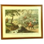 A large Framed attractive print, Fox Hunting No. 3, La Chasse Au Renard. Samuel Howitt. Enhanced