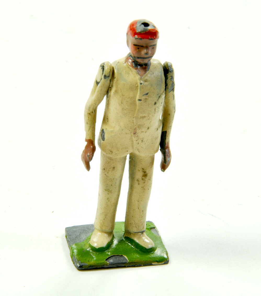 Britains issue Rare 1905 Red Cap Cricketer. Generally good, some paint loss as shown. Enhanced