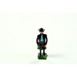 Metal Figure of Woman in Black, blue tie. Very Good to Excellent. Minor paint loss. Enhanced