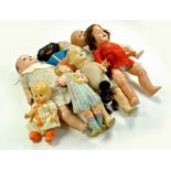 An interesting vintage doll group, various makers, materials. Some with considerable age. Enhanced