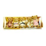 Vintage Sylvanian Families Bear Family. 5 Bears in various dress – ink on bottom of paws on 2 bears.