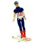 Original Issue Ideal Captain America Figure. Shield, belt and gun included, the shield has one