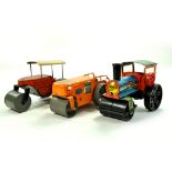 Trio of larger scale Tin Plate Road Rollers, various makers. Generally Good. Enhanced Condition
