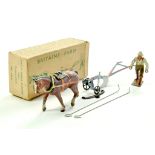 Britains Farm No. 142F Single Horse Plough with Ploughman Figure. Good with some notable paint
