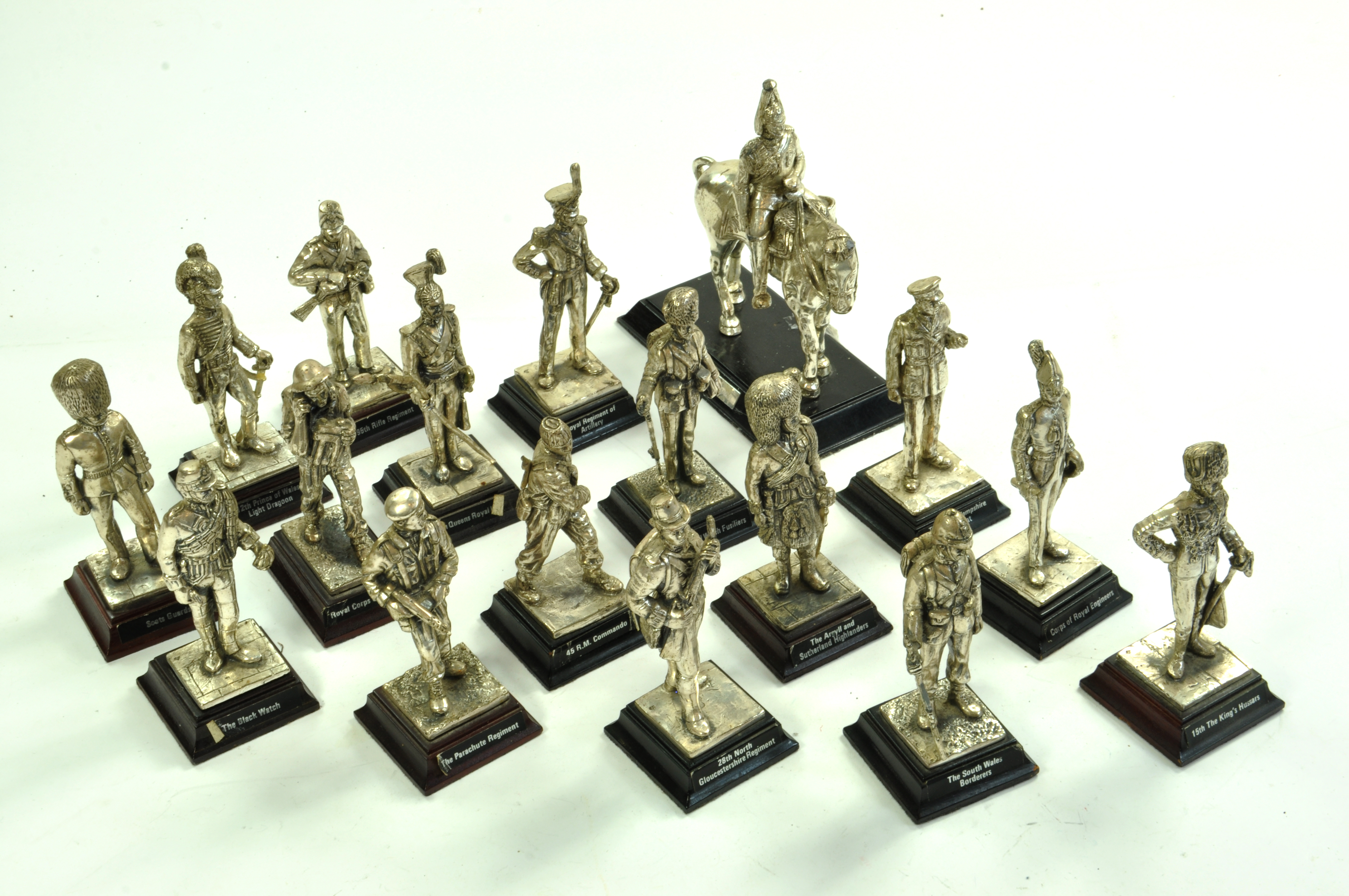 A group of heavy pewter figures, military theme. Enhanced Condition Reports: We are more than