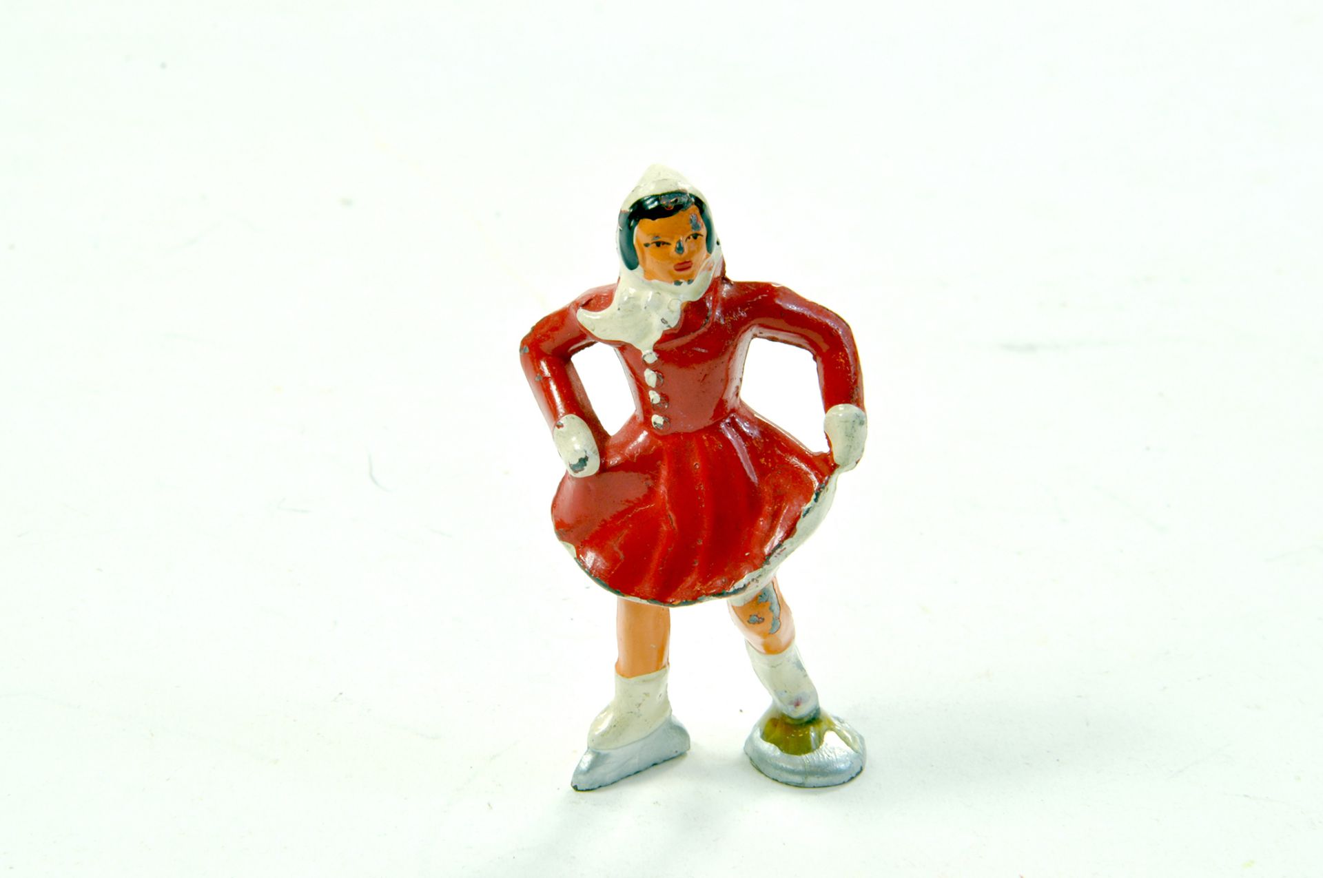 Barclay metal figure of a Woman Ice Skater. Generally good to very good, some paint loss. Enhanced