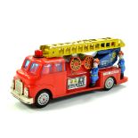 A large plastic and tin, Chinese, Fire Engine with Figures. Generally very good.  Enhanced Condition