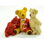 Trio of vintage bears including a squirrel. Mostly well loved, generally fair to good. Likely