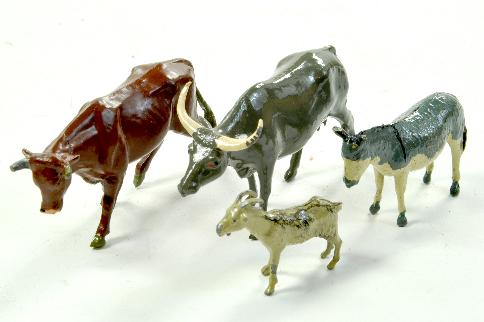 Britains Water Buffalo, Donkey and Young Bull . Superb examples are ex-shop stock hence little or no