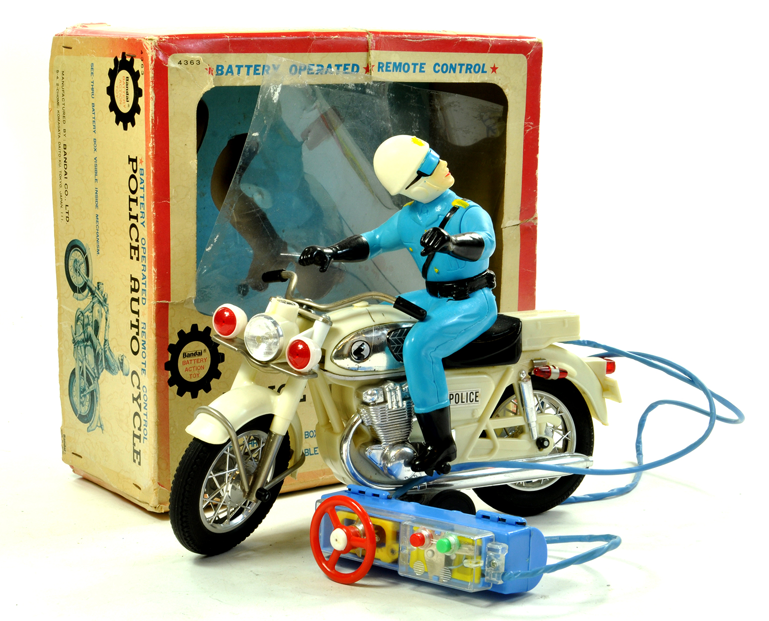 Bandai Battery Operated Police Motorcycle. Untested but appears to be very good, complete with