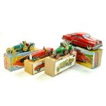 Group of modern issue tinplate toys, automobile theme, attractive pieces are mostly excellent with