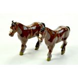 Britains Duo of (rearing) Shire Horses. No. 506. Superb examples are ex-shop stock hence little or