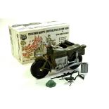 Cherilea Large Scale Plastic German Army Motorcycle and Side-Car. Model is with accessories and
