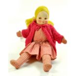 A 13" Vintage Cloth / Rag Doll. Chad Valley, Wellings or Similar. Generally Good. Enhanced Condition