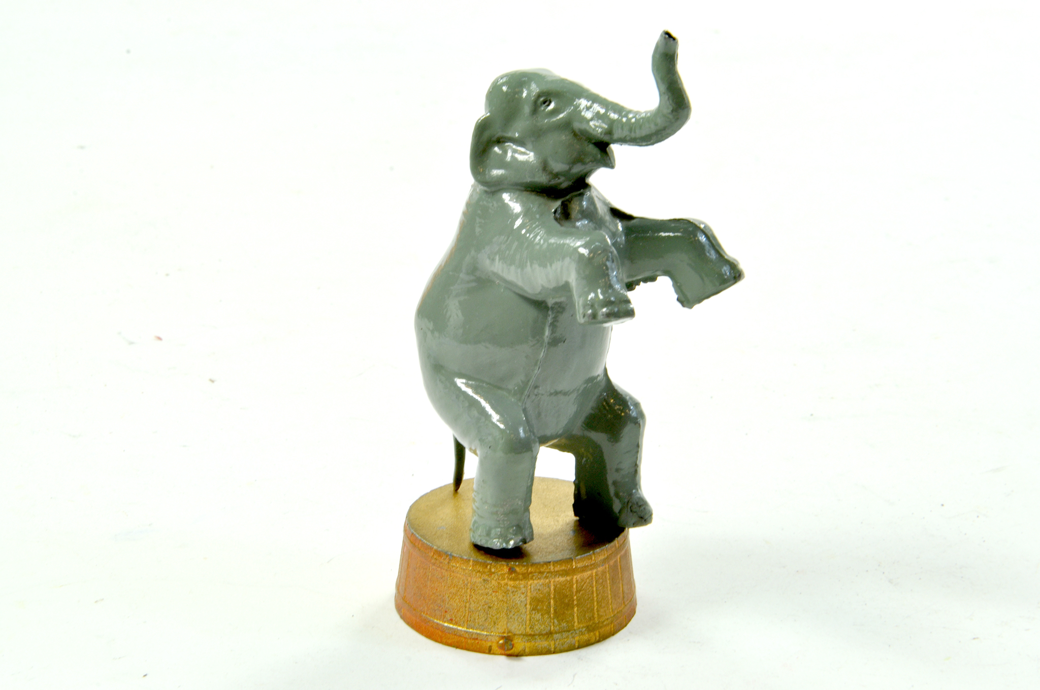 Britains Circus Elephant on Barrel. Generally excellent example, little or no paint wear. Little