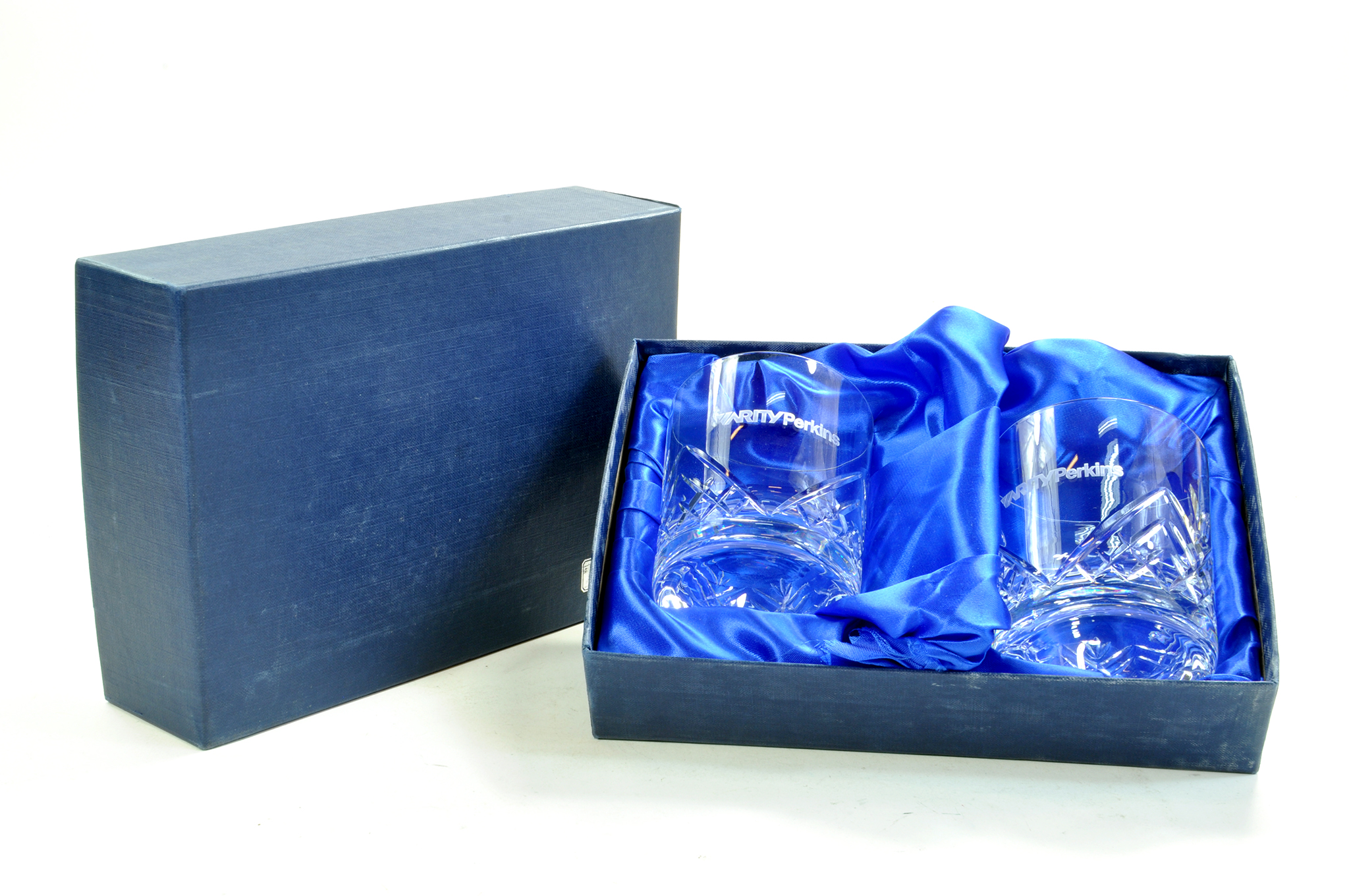 An impressive and rare Varity Perkins Crystal Etched Set of Limited Edition Tumbler Glasses with