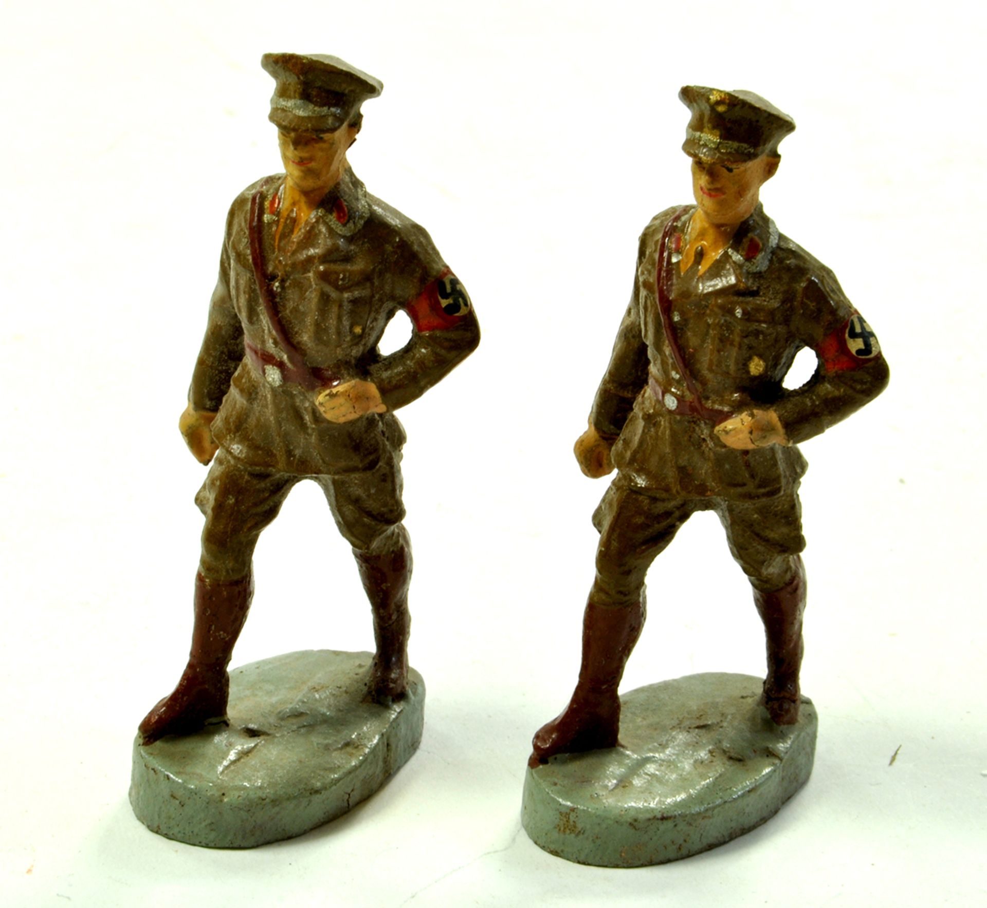 Duo of Elastolin - Composition Type German Soldier / Officer Figures. Very Good to Excellent.