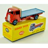 Dinky No. 432 Guy (2nd Type) Flat Truck. Issue has red cab, chassis, light blue back and Supertoy
