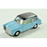 Triang Spot-On No. 154 Austin A40. Issue is light blue with black roof with red interior. Appears