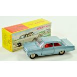 French Dinky No. 542 Opel Rekord. Metallic steel blue, red interior with silver trim. Very good to