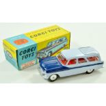 Corgi No. 424 Ford Zephyr Estate Car. Issue is two-tone blue, red interior with silver trim and flat