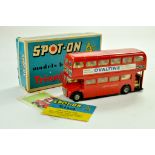 Triang Spot-On No. 145 London Transport Routemaster Bus Ovaltine. Red and black with cream