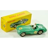 French Dinky No. 506 Aston Martin DB3 Sport. Issue is green including interior with driver, silver