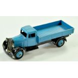 Dinky No. 25a Open Back Wagon. Issue has mid-blue cab, back and ridged hubs with black chassis.