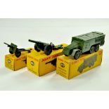 Dinky Group of Military Vehicles comprising Field Gun, Howitzer and Armoured Command Vehicle. All