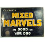 An original very large Clarkes Antique Enamel Advertising Sign for Mixed Marvels. 1940's. In well